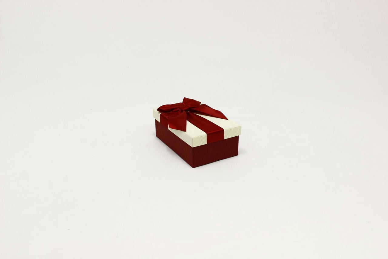 Коробка прямоугольная "Бант" Бордовый/Бежевый 16,8*10,8*6,5 см (Арт) 721604/0022-10