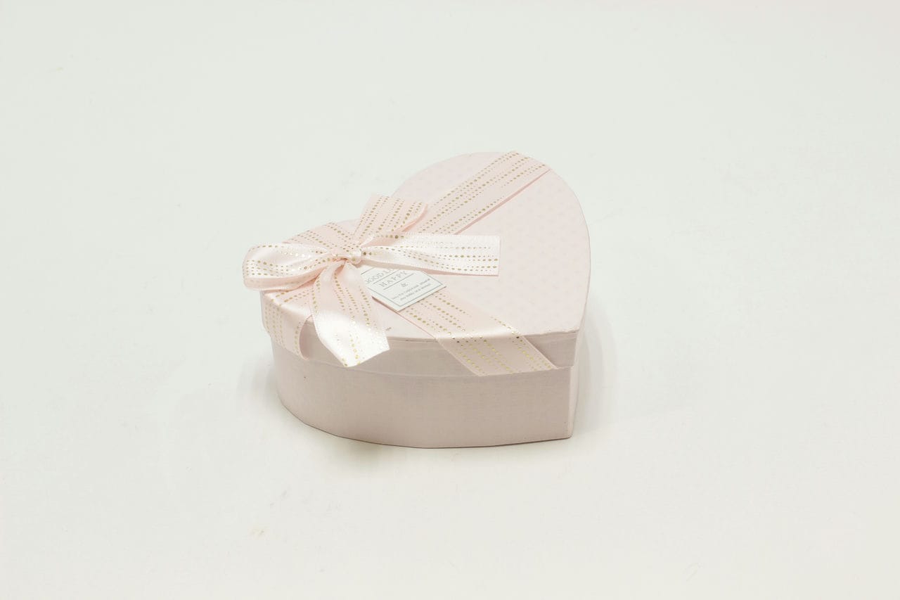 Коробка подарочная сердце 16*14*6 см, с бантиком, Нежно-розовый (Арт) 88011777-3