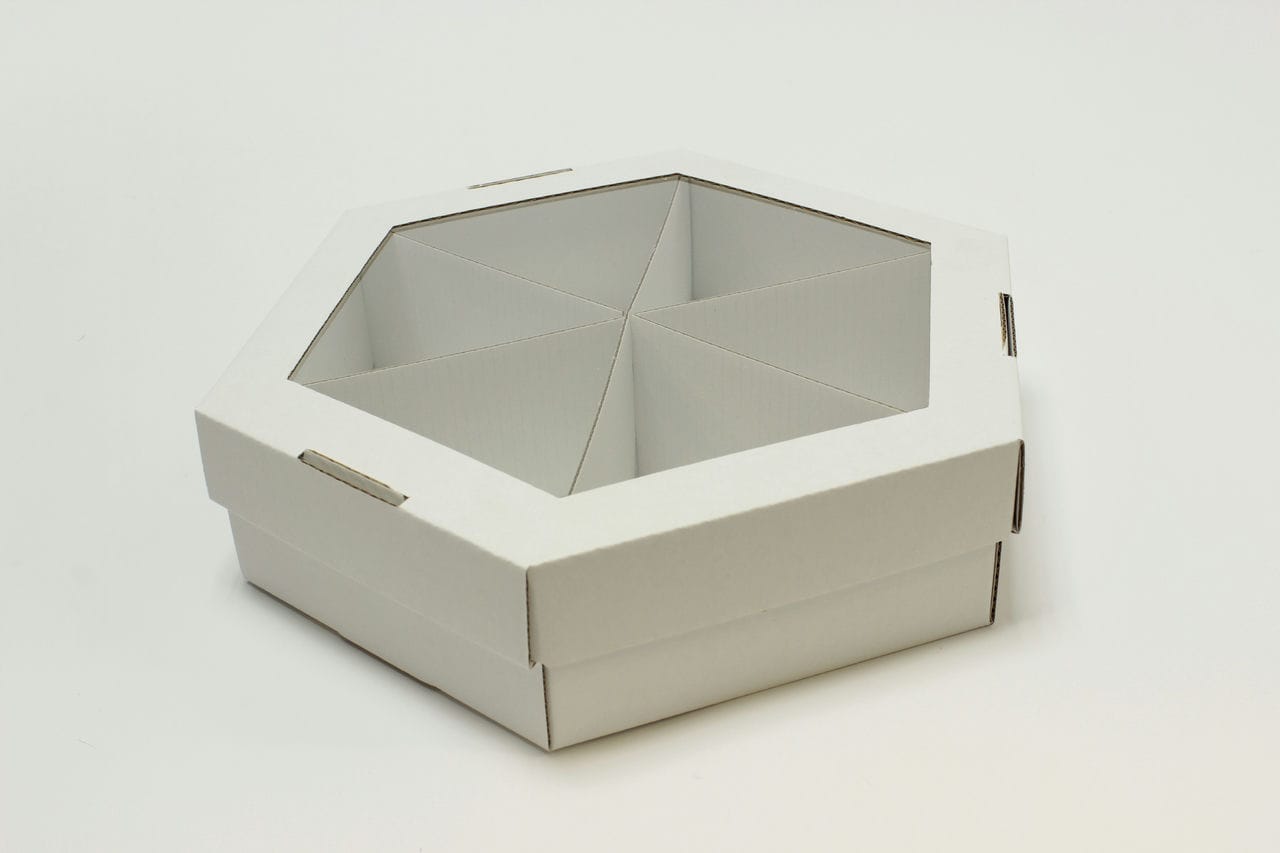 Коробка многогранник 220 х 220 х 60 мм, белый (Цена за 1шт)