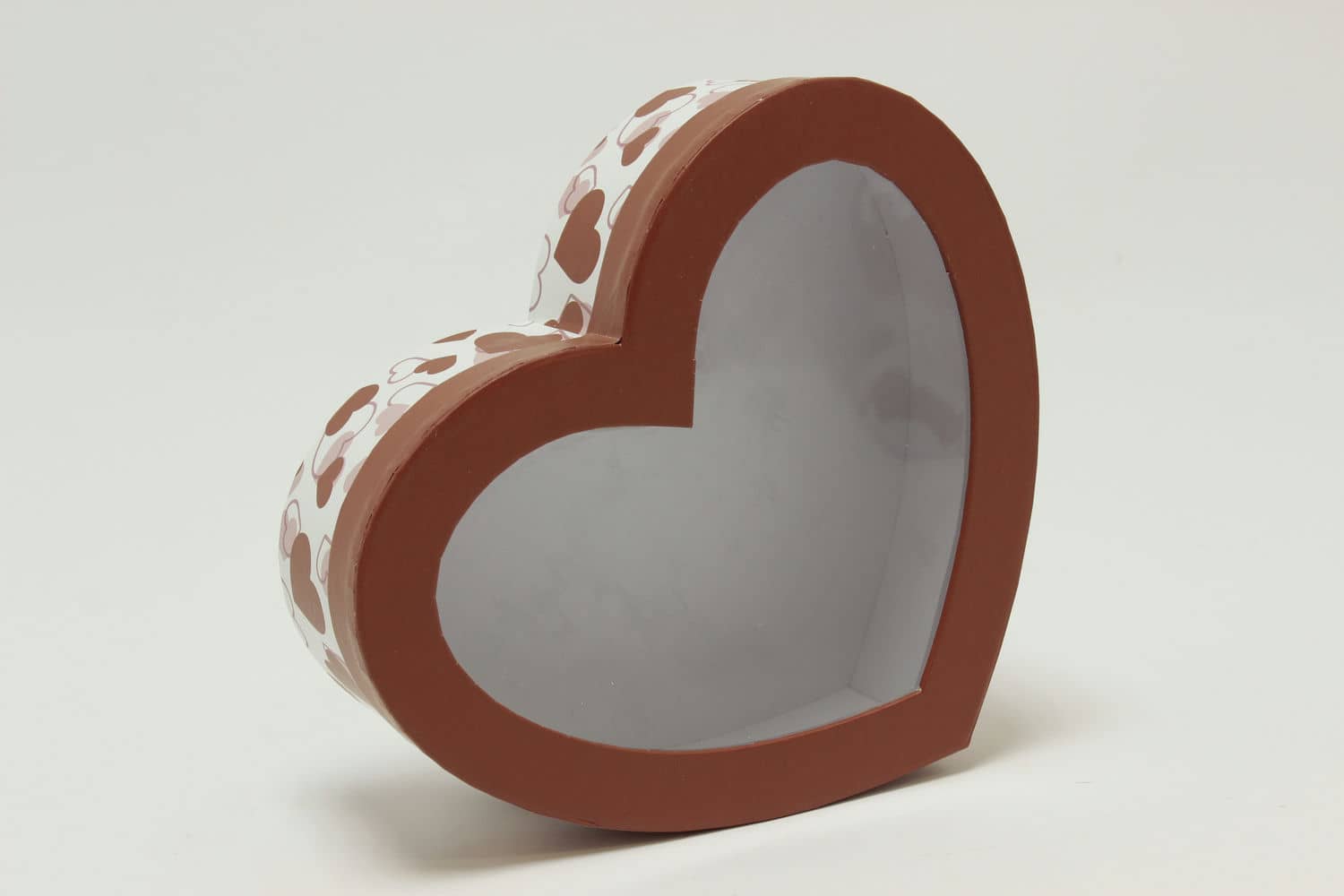Коробка "Сердце" с прозрачной крышкой 22*19.5*6.5 см, Бордовый (Арт) 88037978-1