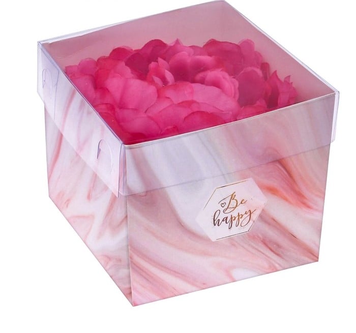 Коробка для цветов с PVC крышкой «Be happy», 12 х 12 х 12 см 3639701