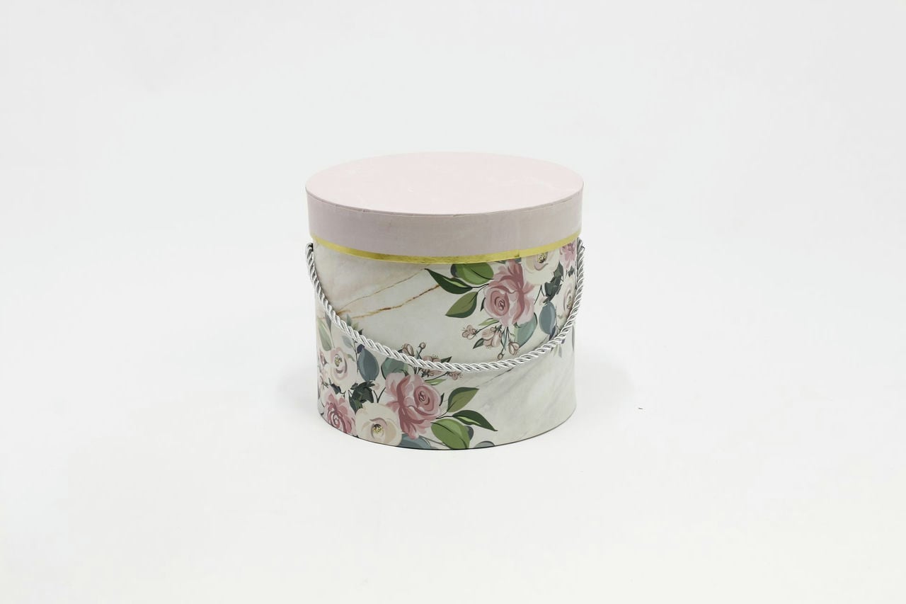 Коробка цилиндр "Ветка Розы" 20x17 см, Нежно-розовый (Арт) 88002509-2