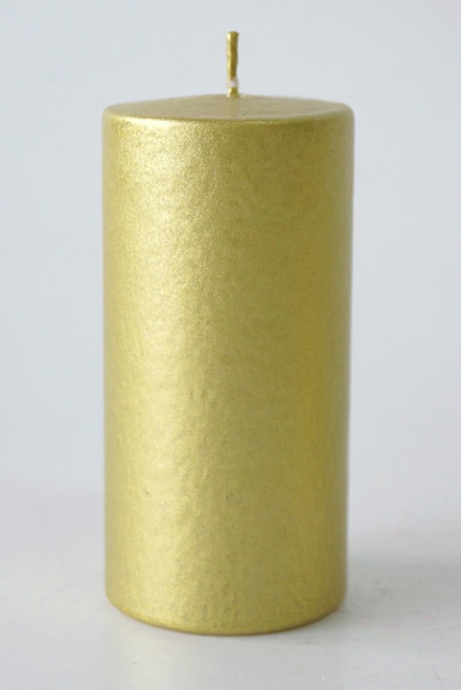 Свечи для декора - Цилиндр 50 мм Н200 мм, "парафиновая" золото