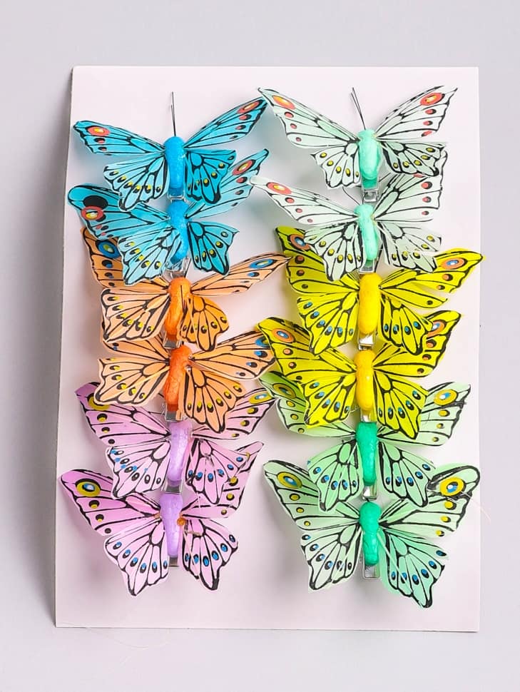 Бабочки  8см на прищепке, (1шт) цветные №1029