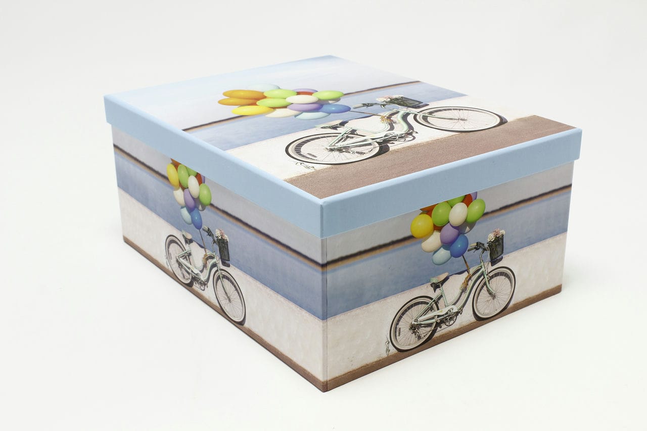 Коробка прямоугольная "Велосипед с шариками" 32*24,5*14,4 см (Арт) 721605/2218-2