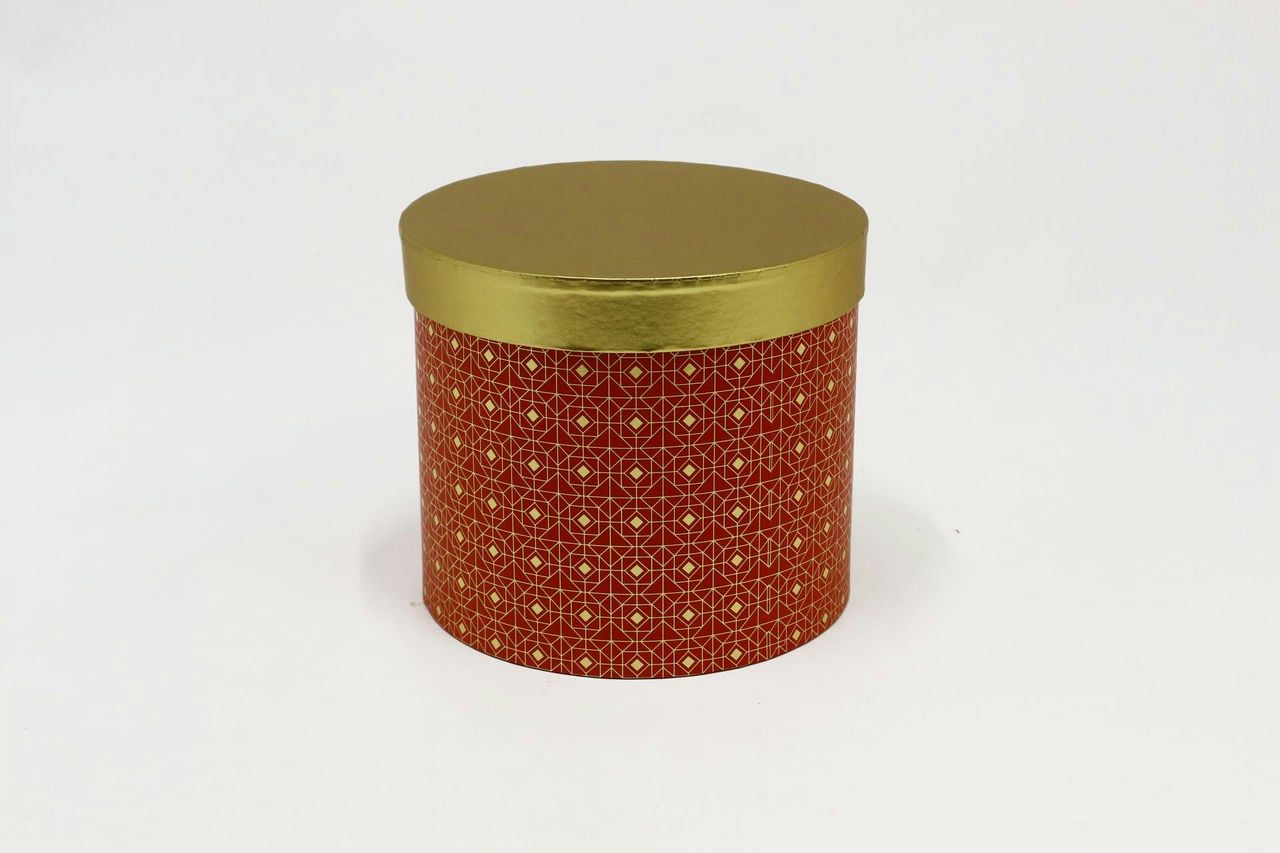Коробка цилиндр "Геометрия" 20x17.2 см, Золото/Красная (Арт) 88002470-1