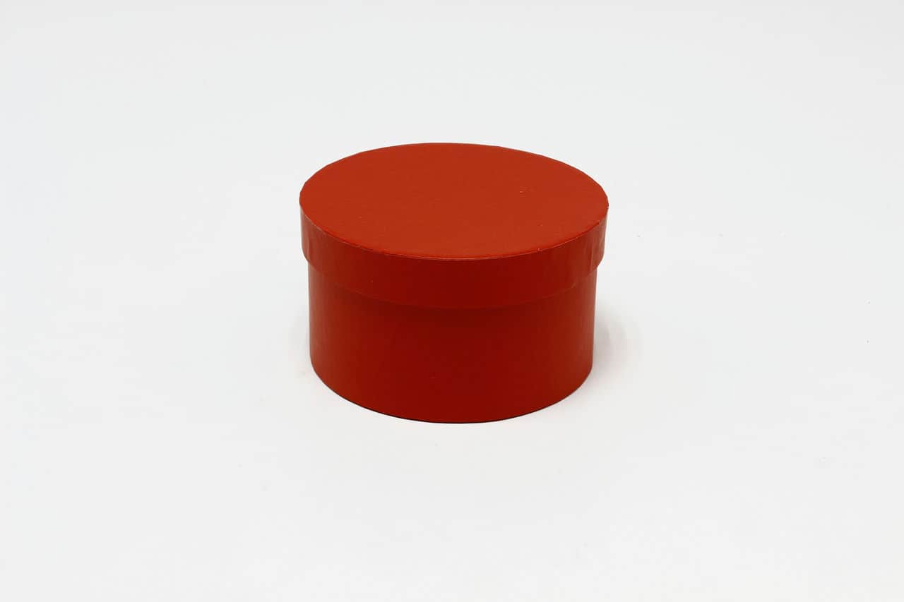 Коробка круг однотонная 15,3*8,7 см, Тёмно-красный (Арт) 721814/074-7