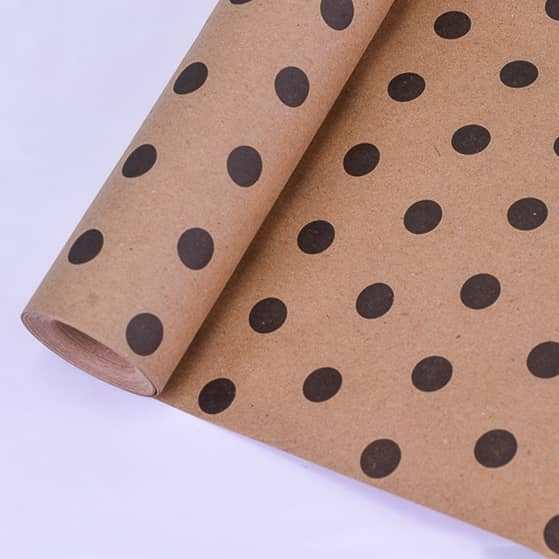 Бумага крафт с рисунком "Горох" Черный 70см (400гр)