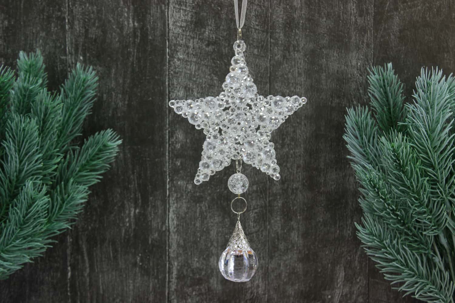 Украшение подвесное Звезда (пластик), 17,5x9,5см, Белый