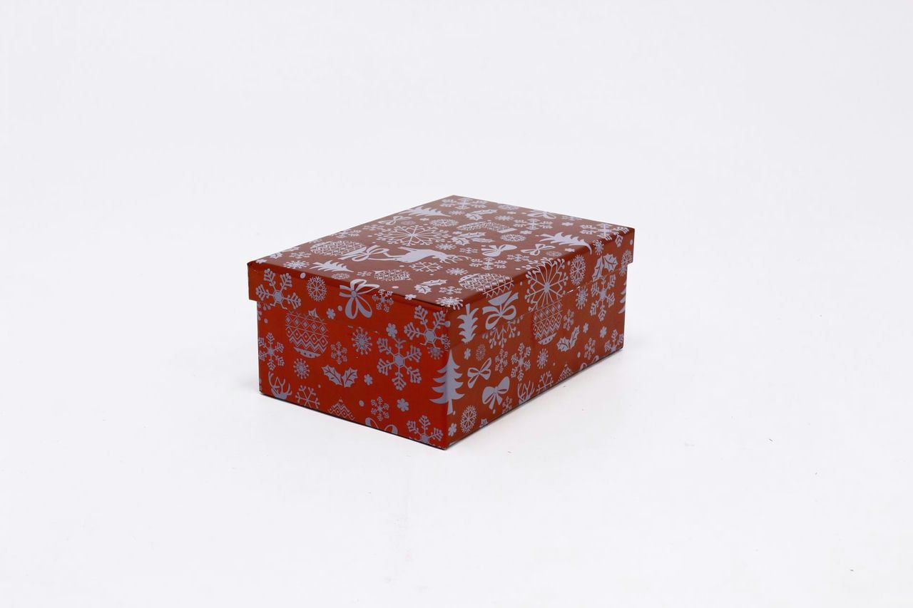 Коробка НГ прямоугольная 21*15*8,5 см "Новогодний" Красный (Арт) 730605/1634-9