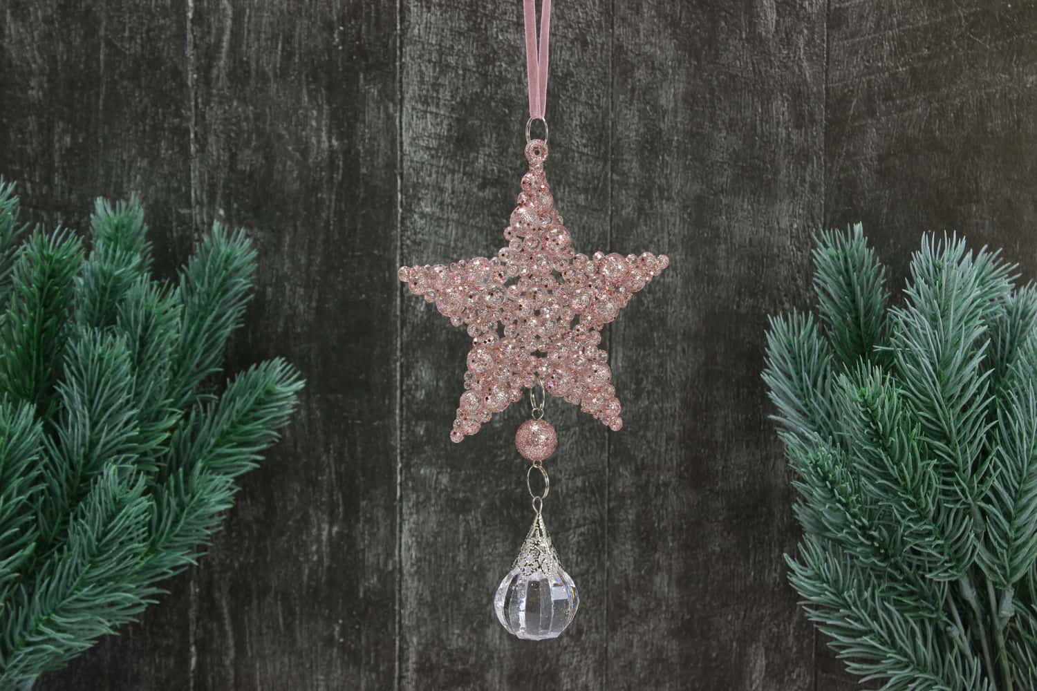 Украшение подвесное Звезда (пластик), 17,5x9,5см, Розовый