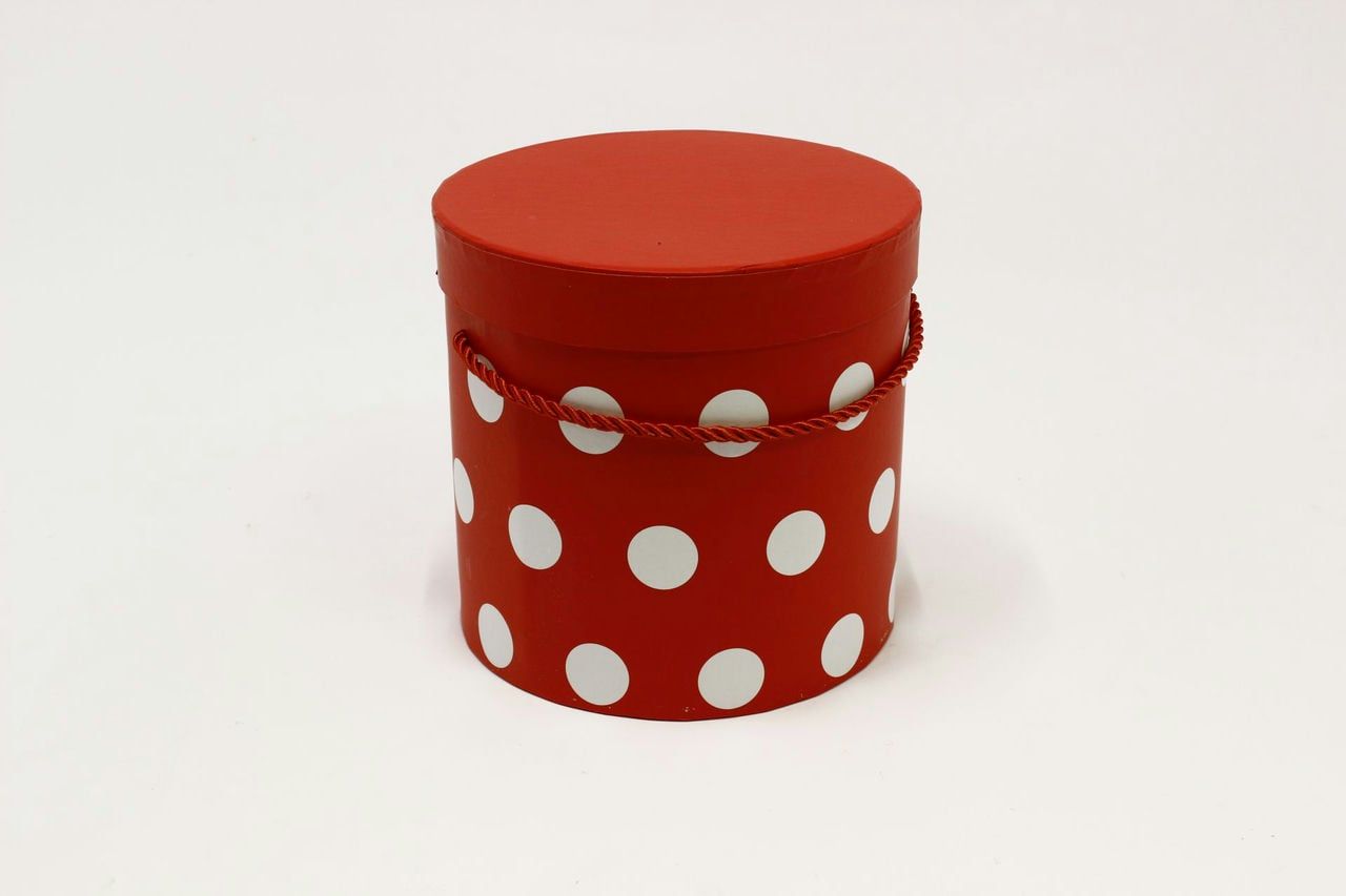 Коробка цилиндр "Горошек" 18*17,2 см, Красный (Арт) 87995790-1