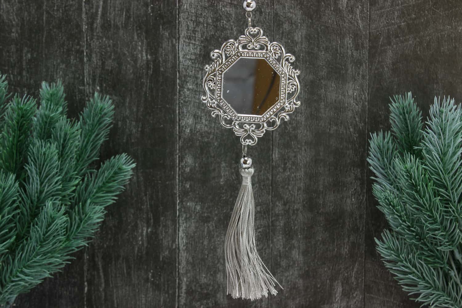 Украшение подвесное Зеркало, 7,5х7,5см, Серебряный