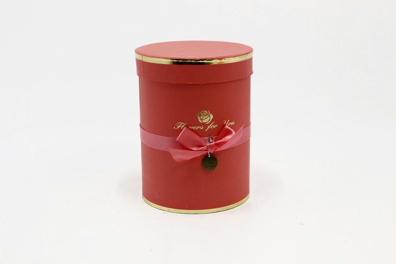 Коробка Цилиндр 15*19,5 см "Flowers for you" Лососевый (Арт) 720950/5-4