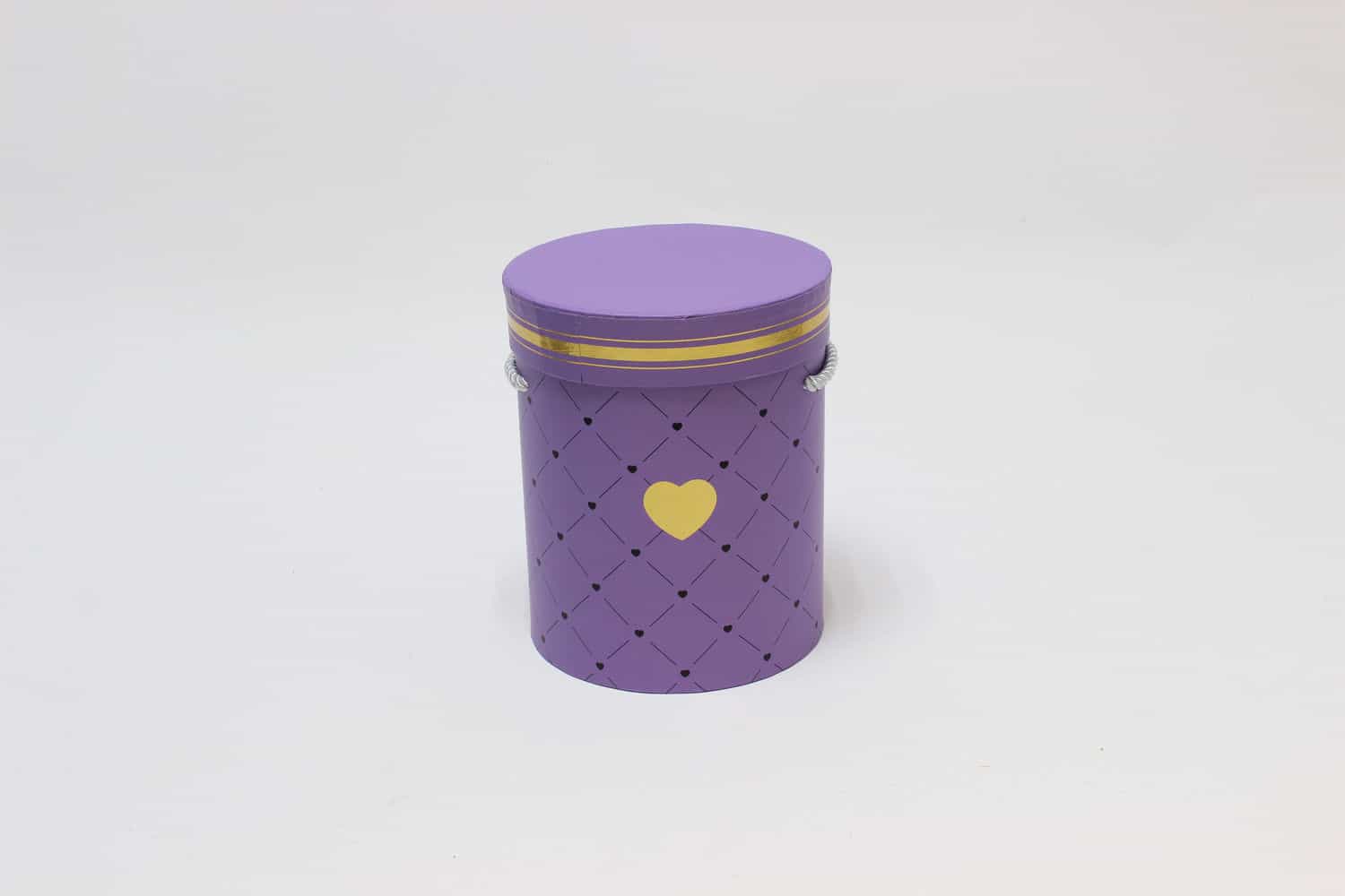 Коробка цилиндр "Сердечки" Св.фиолетовый 14*17 см (Арт) 720605/8-5