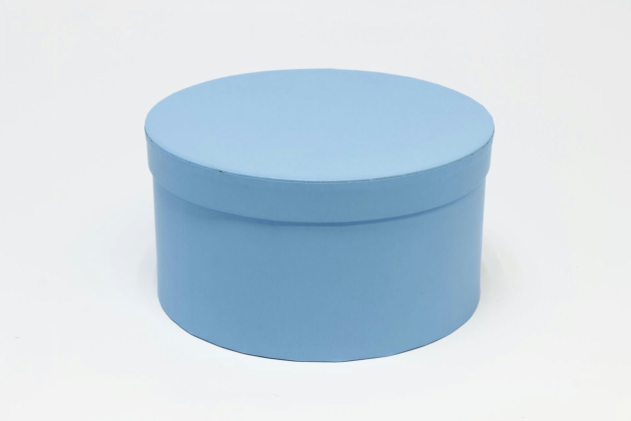 Коробка круг однотонная 22x22x11.8 см, Голубой  (Арт) 88002639-1