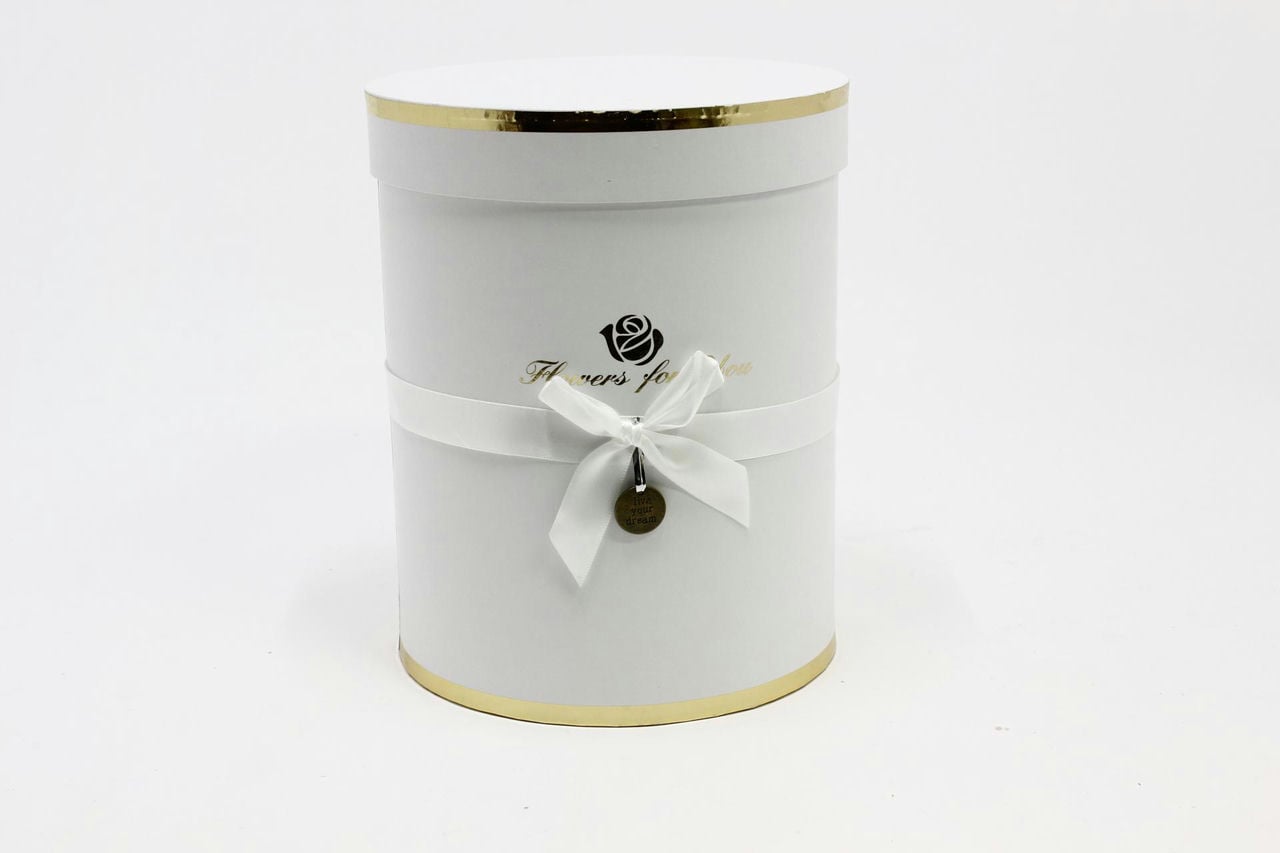 Коробка Цилиндр 19*23,5 см "Flowers for you" Белый (Арт) 720950/1-2 Коробка Цилиндр 19*23,5 см "Flowers for you" Белый (Арт) 720950/1-2