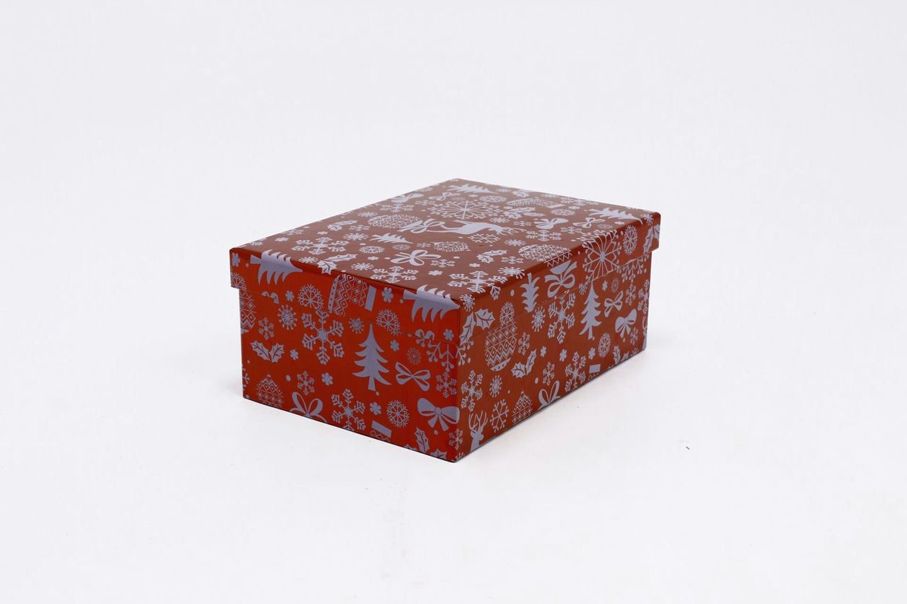 Коробка НГ прямоугольная 23*16,5*9,5 см "Новогодний" Красный (Арт) 730605/1634-8