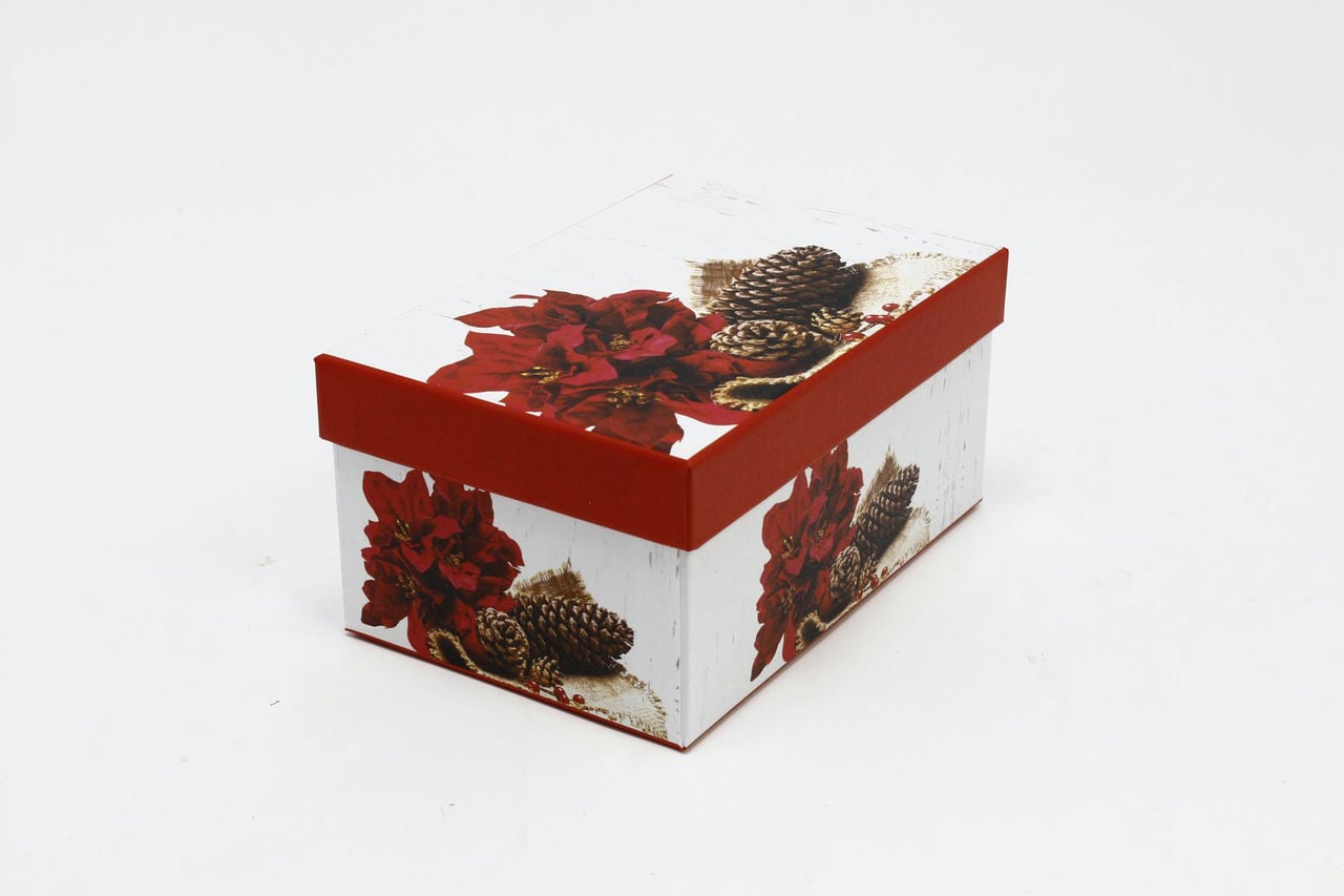 Коробка НГ прямоугольник Новый Год "Шишки" 19*13*9,5 см (Арт) 7303367/0480-2