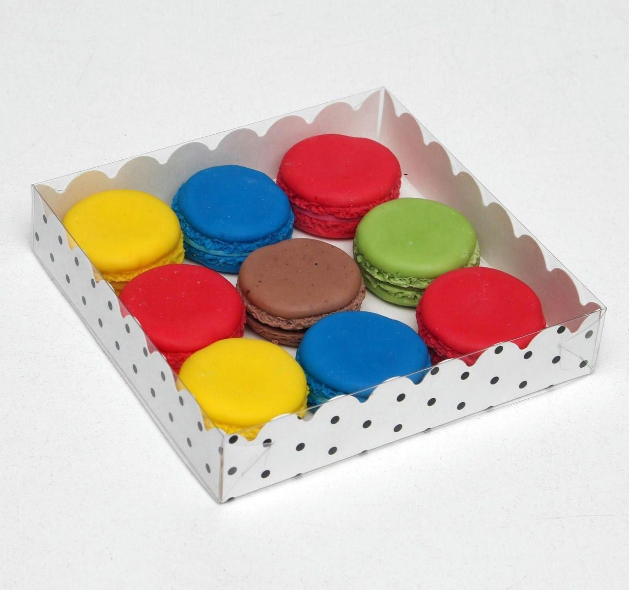 Коробочка для печенья с PVC крышкой "Горох", белая, 15 х 15 х 3 см 4987520