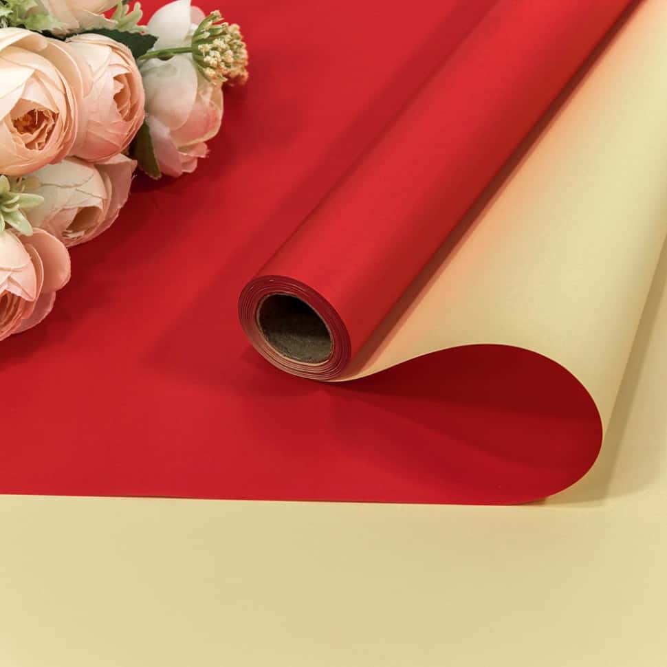 Плёнка 0,58*10м матовая двухсторонняя 65мкм Красный/Бежевый