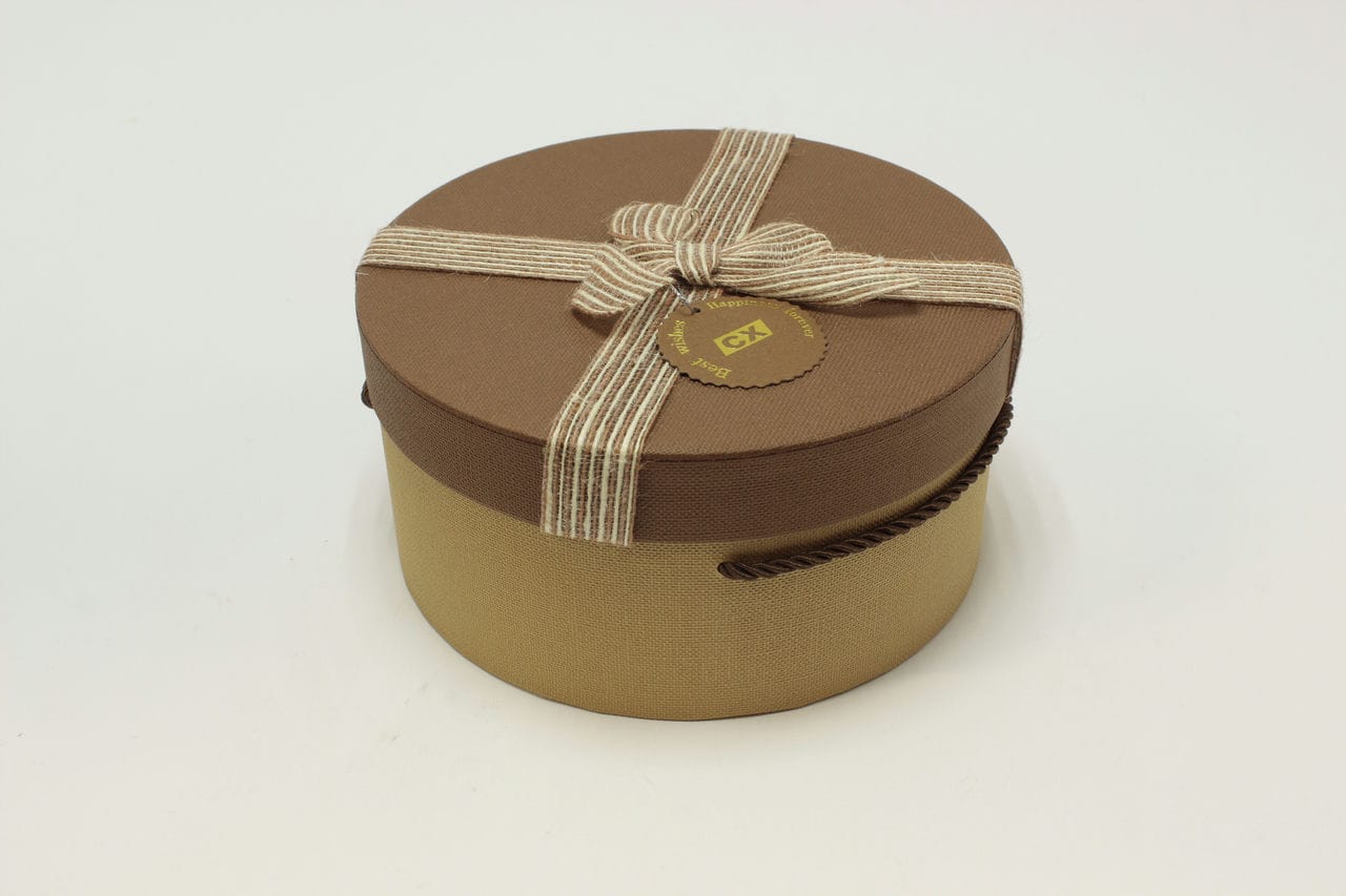 Коробка круг "Красивый Бант" светло коричневый 20,5*20,5*10 см (Арт) 7201480/1-2А
