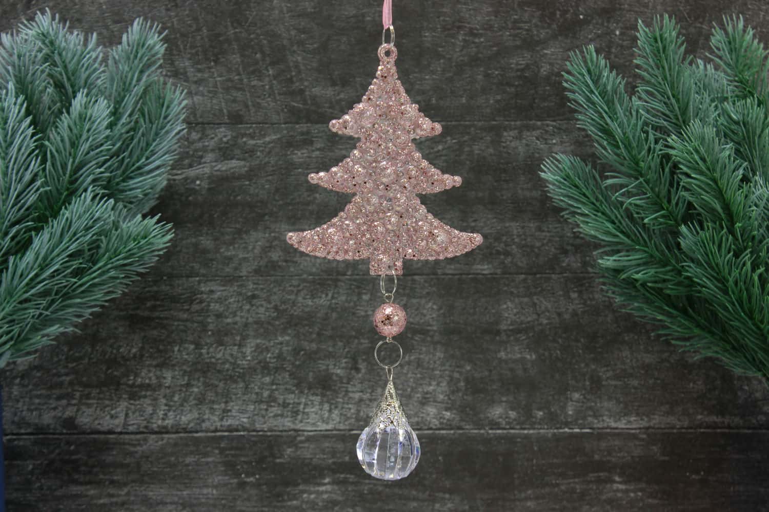 Украшение подвесное Елочка (пластик), 18x9см, Розовый