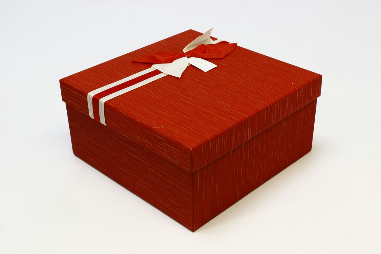 Коробка квадрат с бантом 19*19*9,8 см, "Best wish for you" Красный (Арт) 720616/30-1