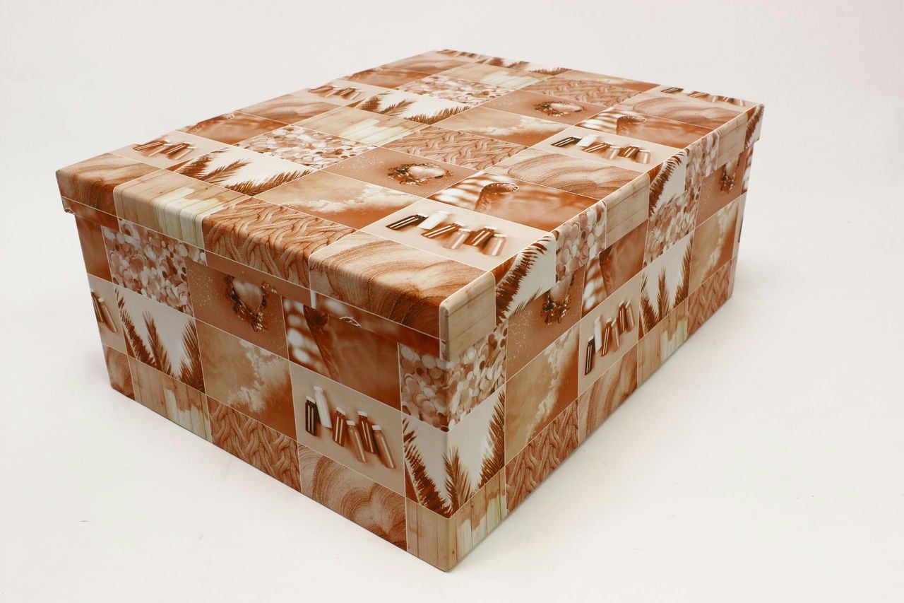 Коробка прямоугольная "Коллаж в персиковом тоне" 42,5*33*17,6 см (Арт) 721902/1799-1
