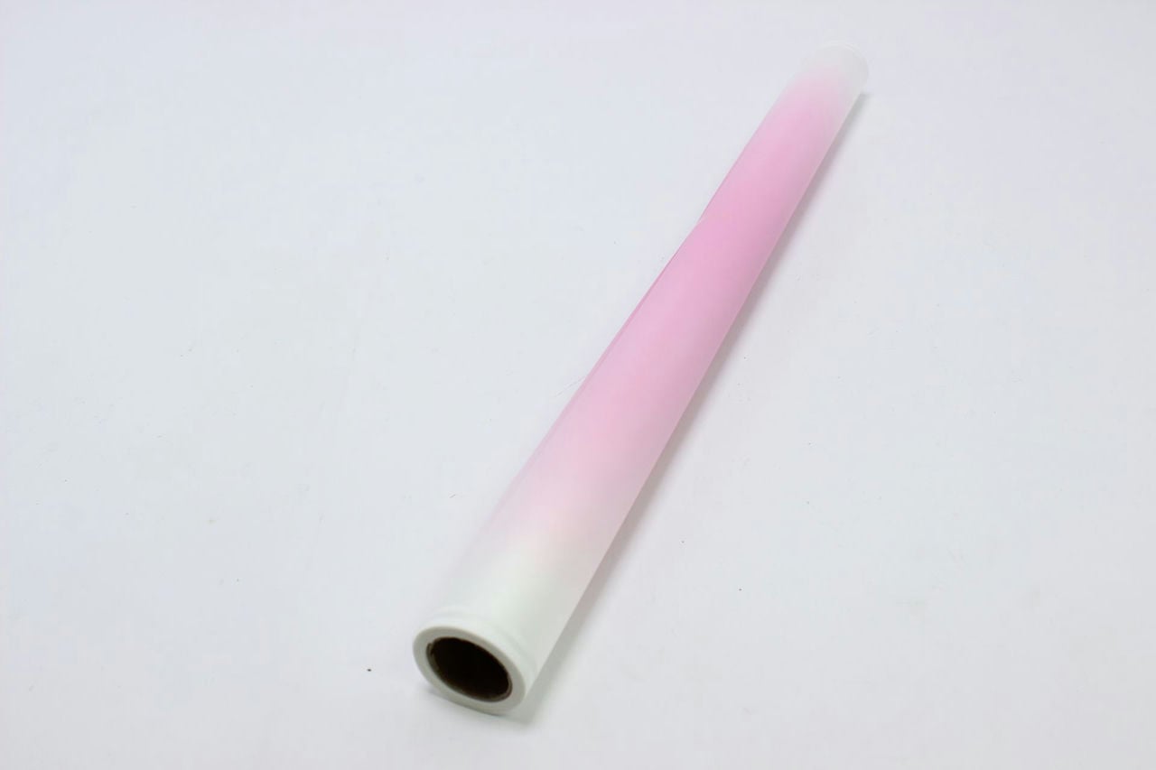 Плёнка 0,58*10м матовая с двойной белой полосой 50мкм Светло-розовый