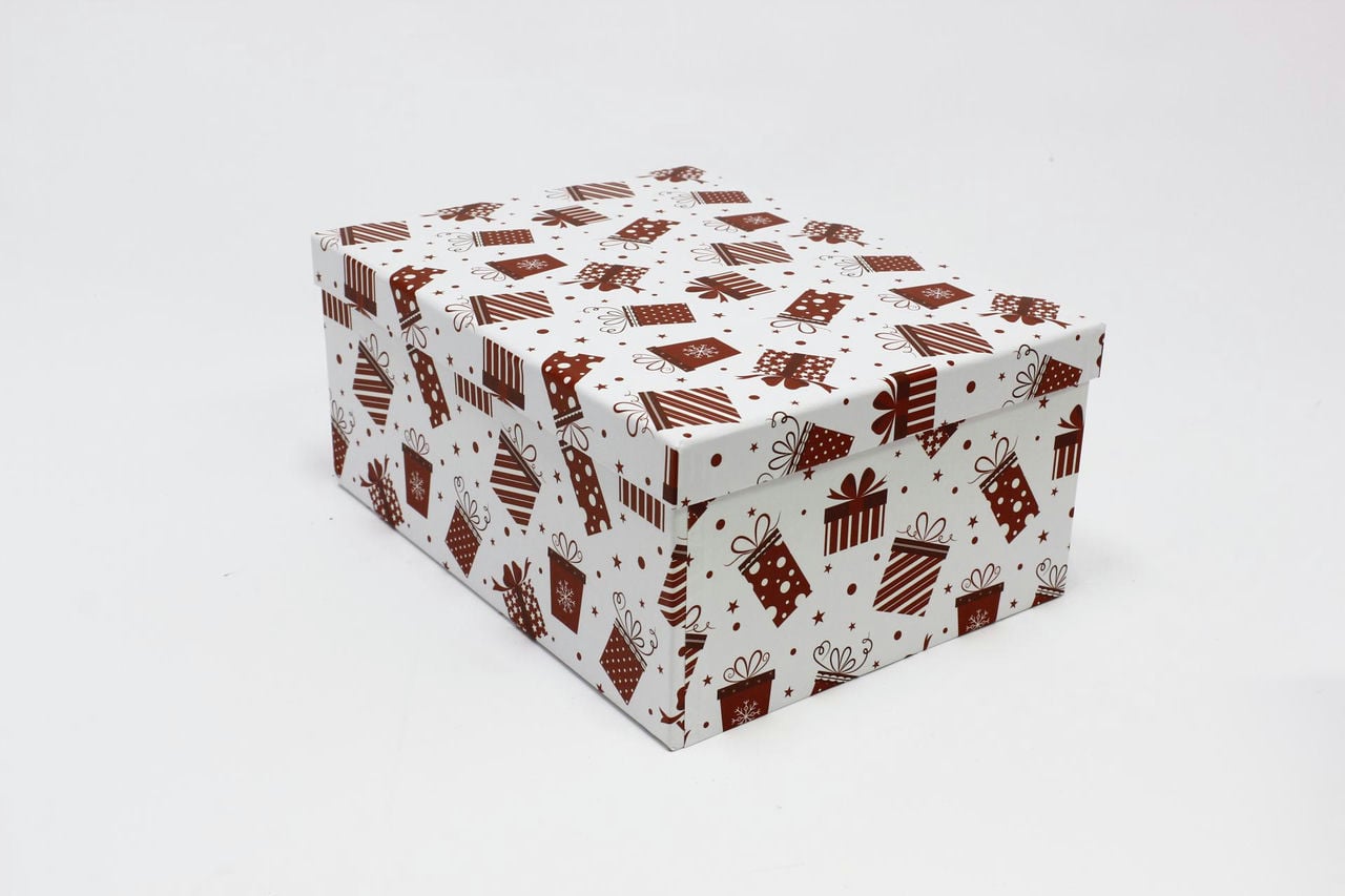Коробка прямоугольная 30*22,8*13,3 см "Подарки" Белый (Арт) 730604/1689-3