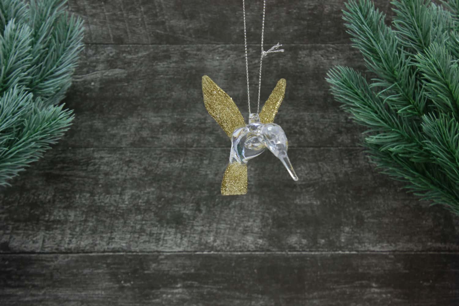 Украшение подвесное Колибри (пластик), 6,5x6см, Прозрачный/шампань