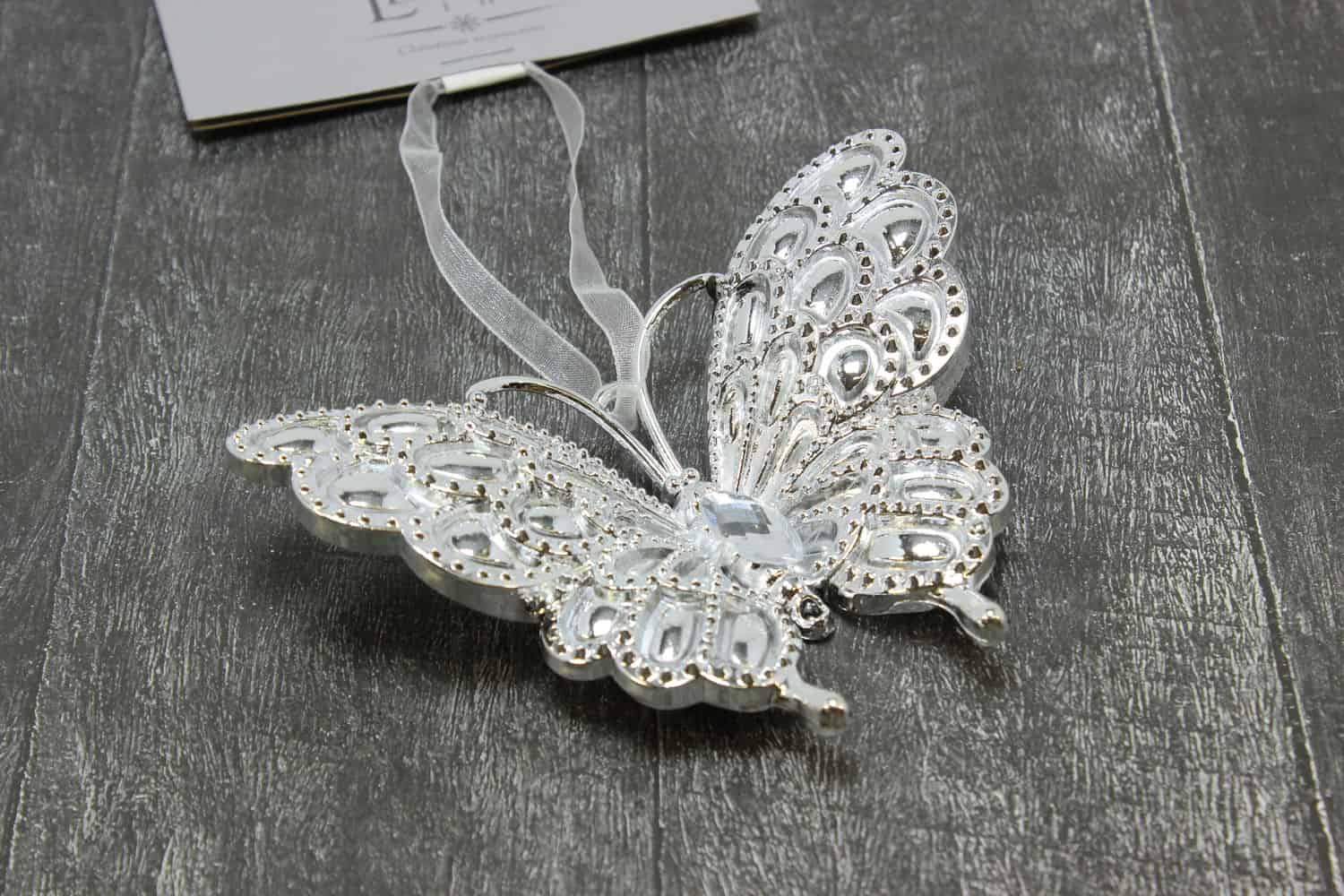 Украшение подвесное Бабочка (пластик), 9х11,5см, Серебряный