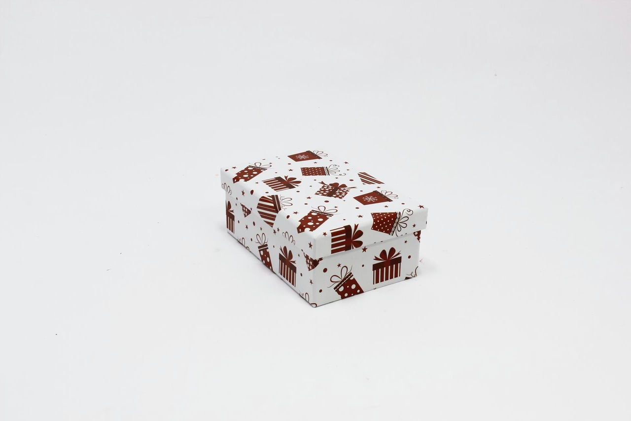 Коробка прямоугольная 18,8*12,7*7,5 см "Подарки" Белый (Арт) 730604/1689-9