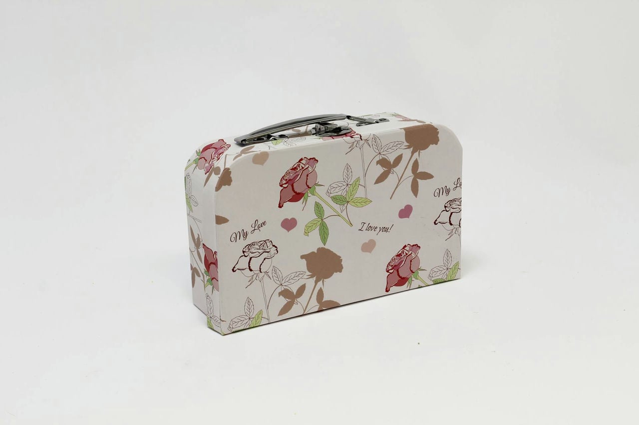 Коробка чемодан "Цветы"  22x14 h=7 см  Розовый (Арт) 33411-2/3