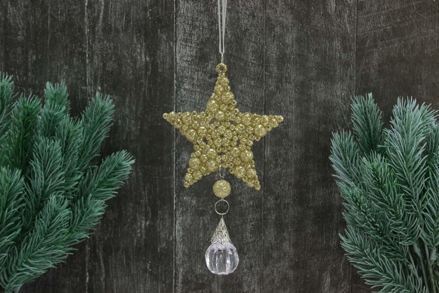 Украшение подвесное Звезда (пластик), 17,5x9,5см, Шампань