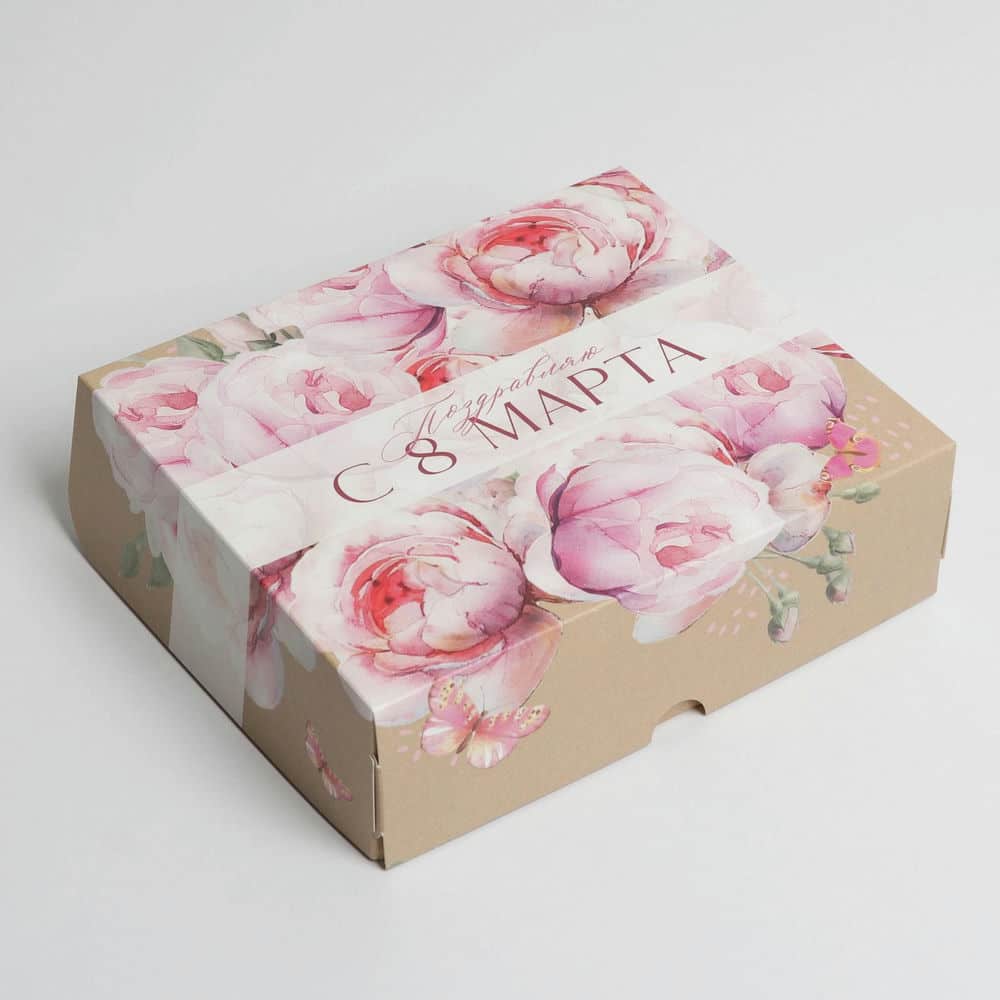 Коробка для кондитерских изделий  «Поздравляю с 8 марта», 17 × 20 × 6 см 7150216