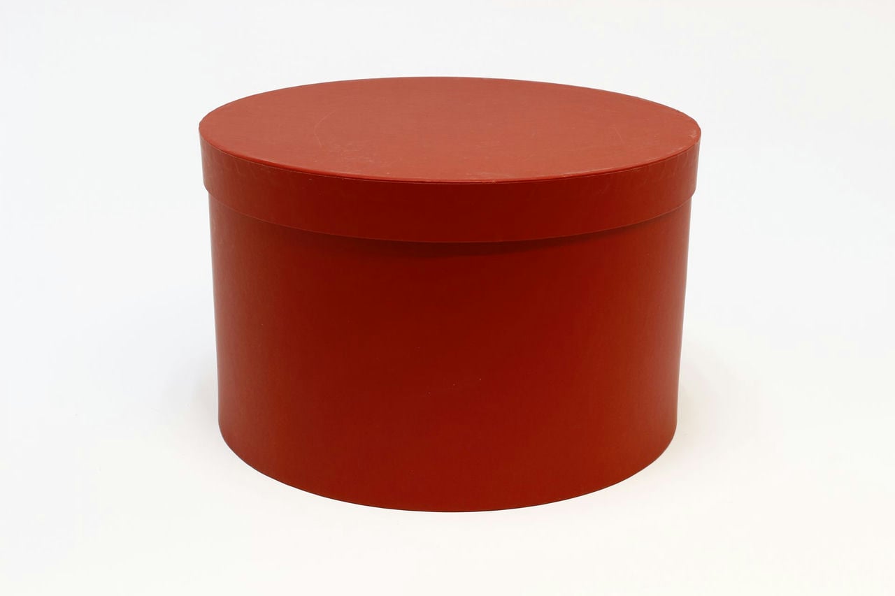 Коробка подарочная круг D33*20,5 см, Красная (Арт) 7211006/1535-4