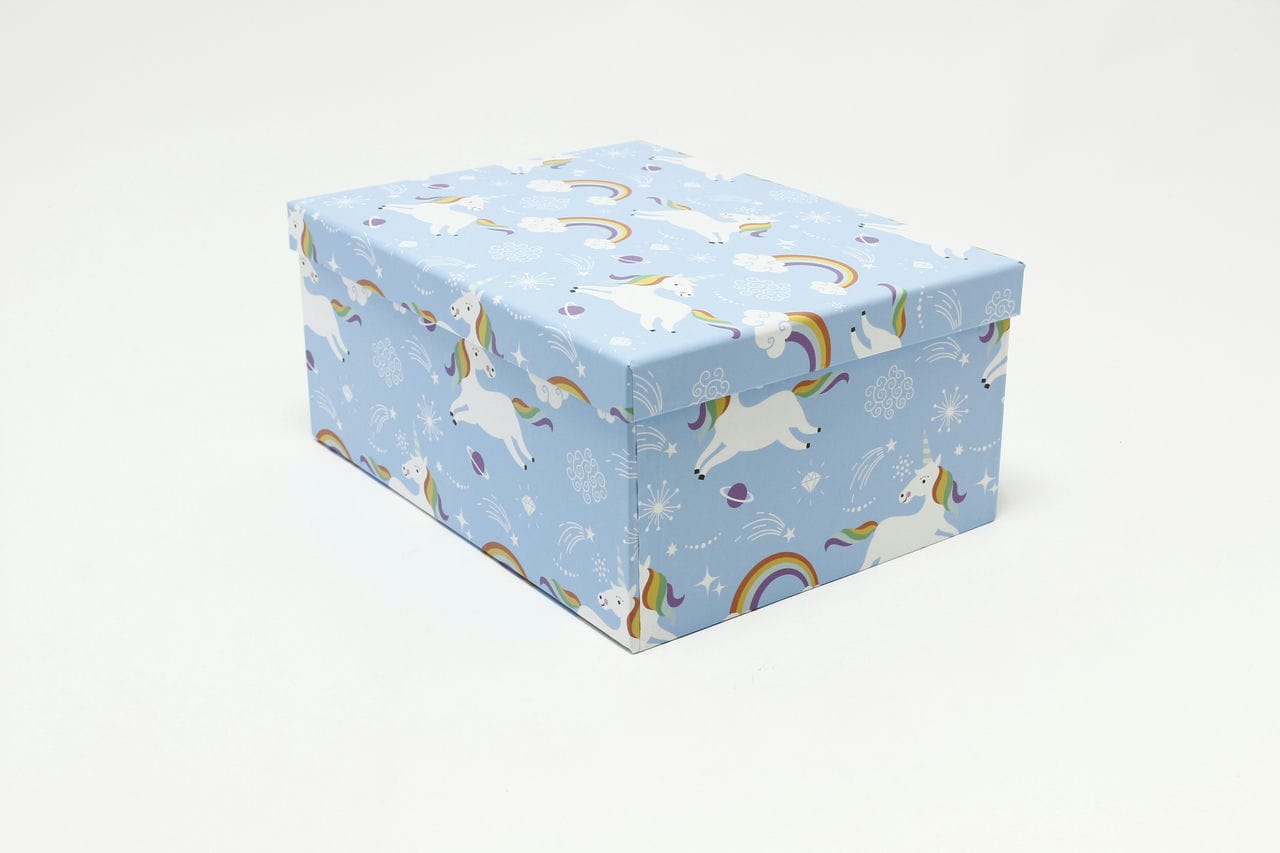 Коробка прямоугольная "Единороги на голубом фоне" 30*22,8*13,3 см (Арт) 721604/1409-3