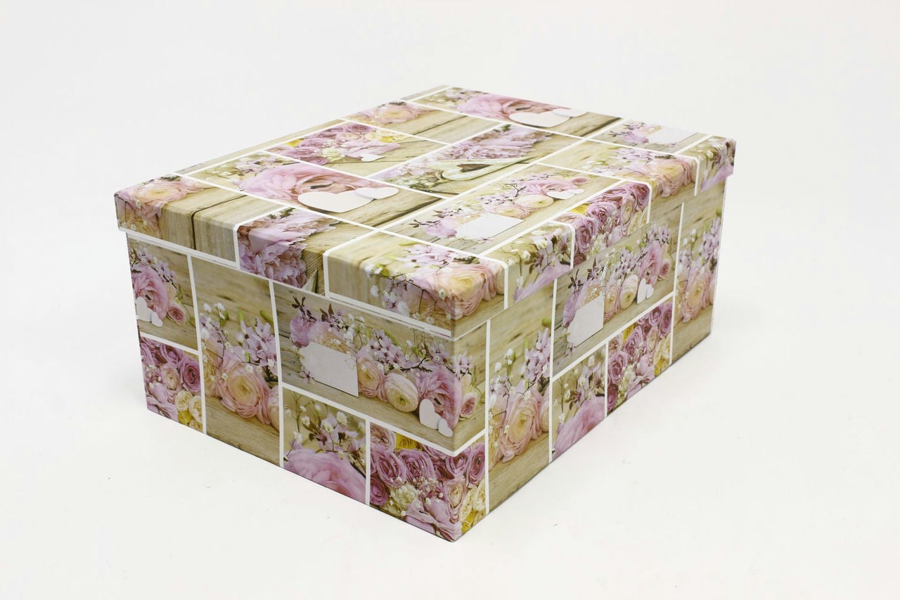 Коробка прямоугольная "Коллаж пионы" 34*26*15,3 см (Арт) 721604/1490-1