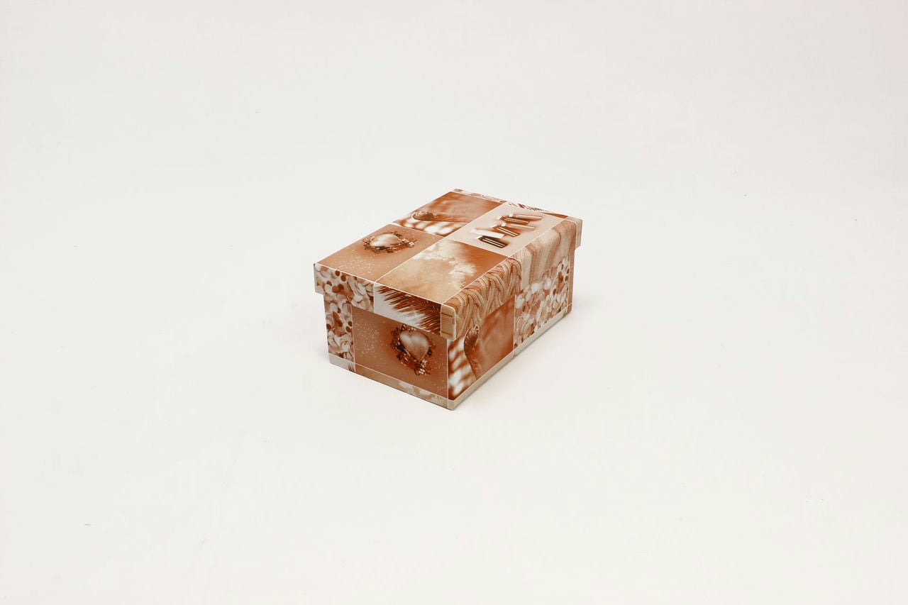 Коробка прямоугольная "Коллаж в персиковом тоне" 18,5*12,7*8,5 см (Арт) 721902/1799-13