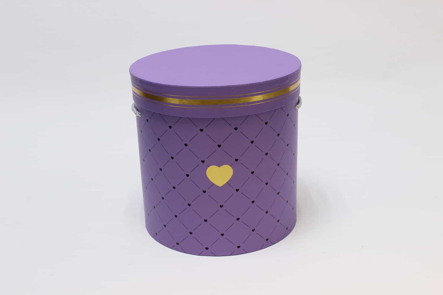 Коробка цилиндр "Сердечки" Св.фиолетовый 21*21 см (Арт) 720605/8-3