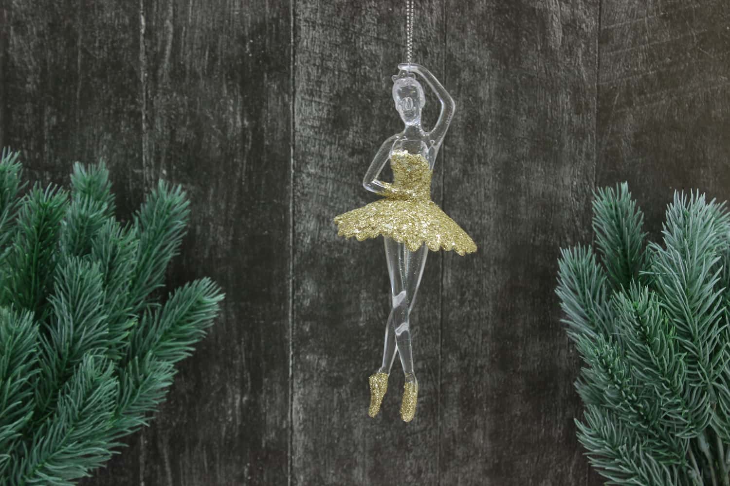 Украшение подвесное Балерина (пластик), 17х7см, Прозрачн./шампань