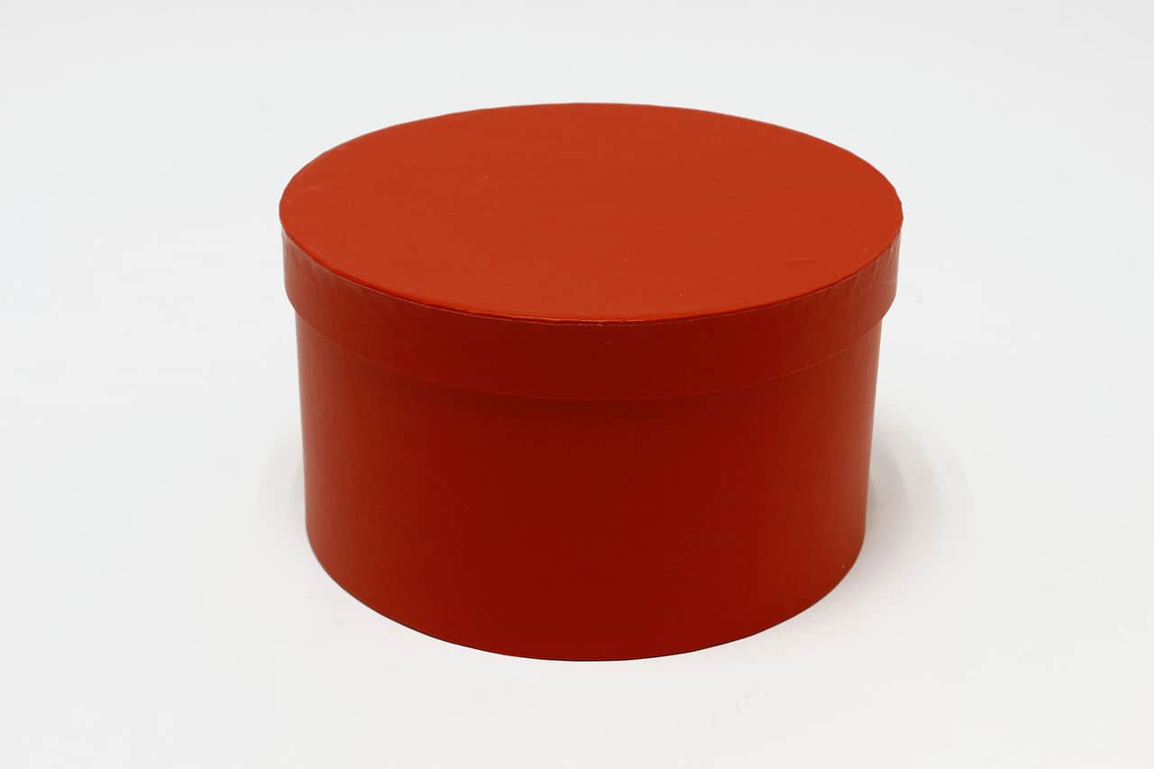 Коробка круг однотонная 22,5*12,8 см, Тёмно-красный (Арт) 721814/074-3