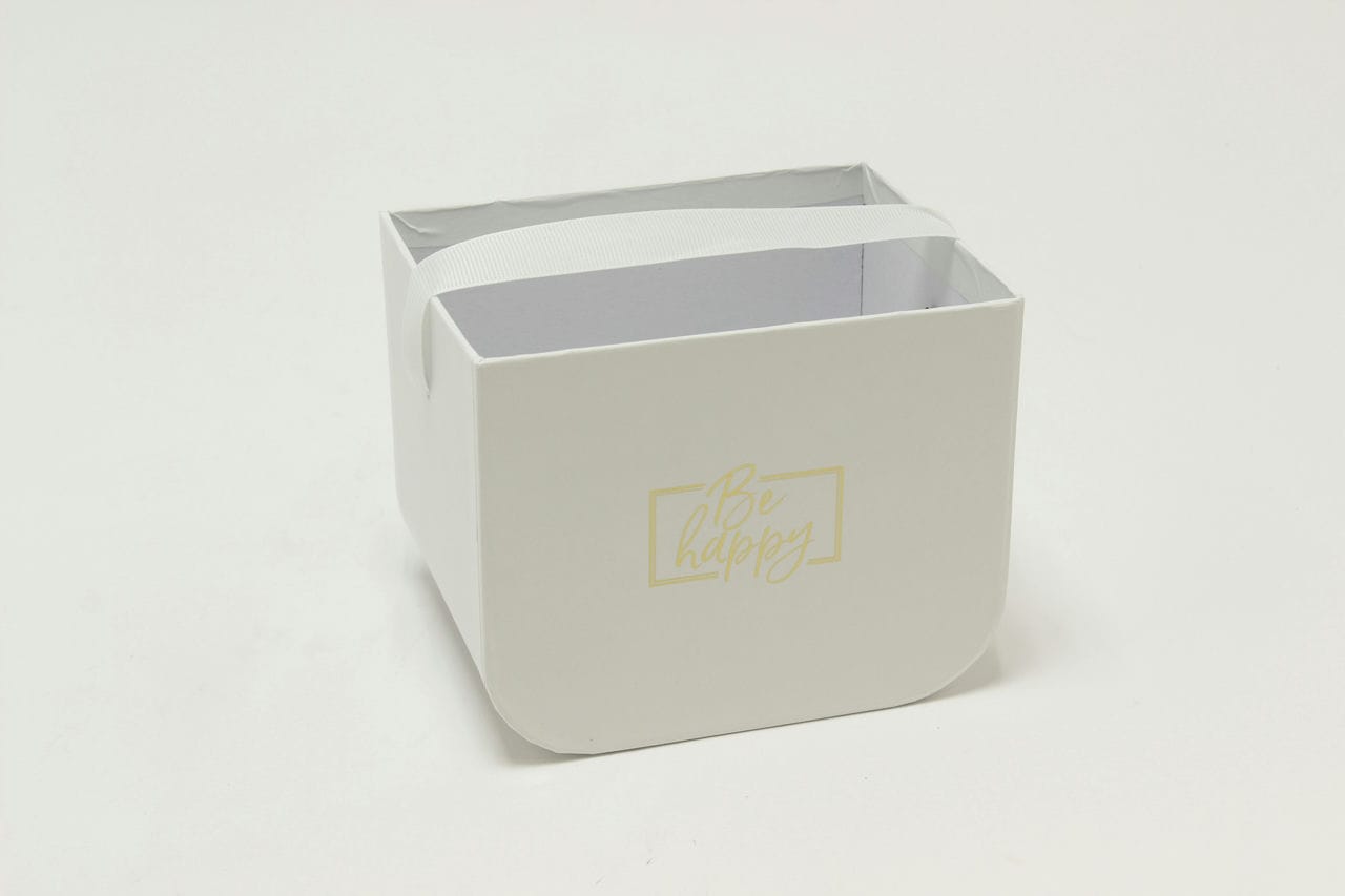 Коробка прямоугольная "Flowers" 14*11*11,5 с закругленнием, Белый (Арт) 720182/10-2