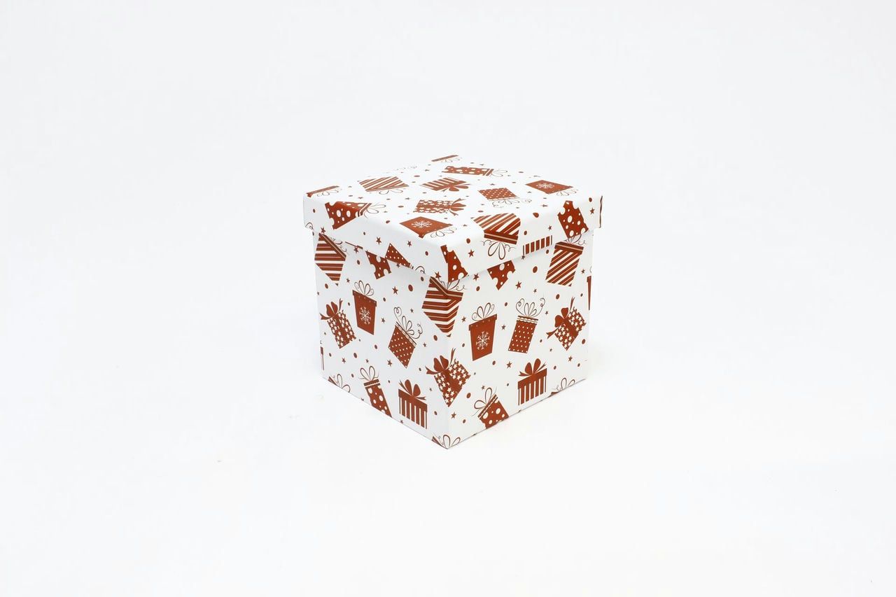 Коробка НГ Куб "Подарки" Белый 16,5*16,5см (Арт) 730601/1689-6