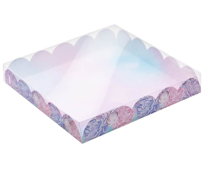 Коробка для кондитерских изделий с PVC-крышкой «Нежность», 18 × 18 × 3 см