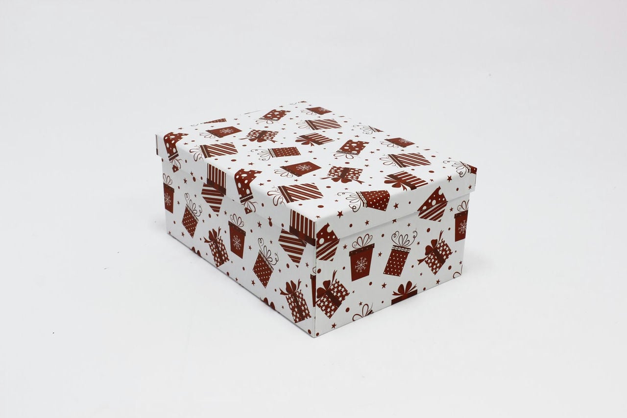 Коробка прямоугольная 26,3*19,3*11,3 см "Подарки" Белый (Арт) 730604/1689-5