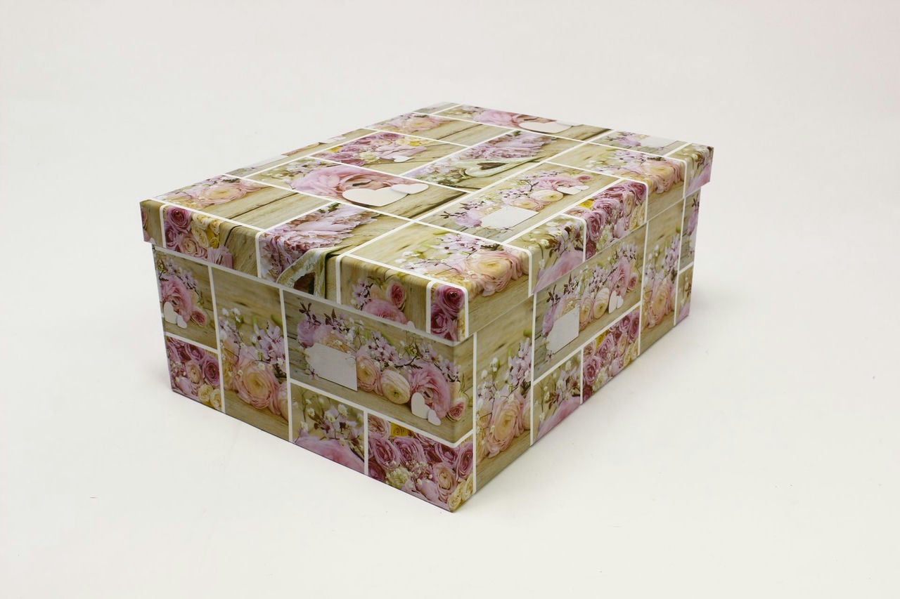 Коробка прямоугольная "Коллаж с розами" 36,5*27,8*15,3 см (Арт) 721902/1490-4
