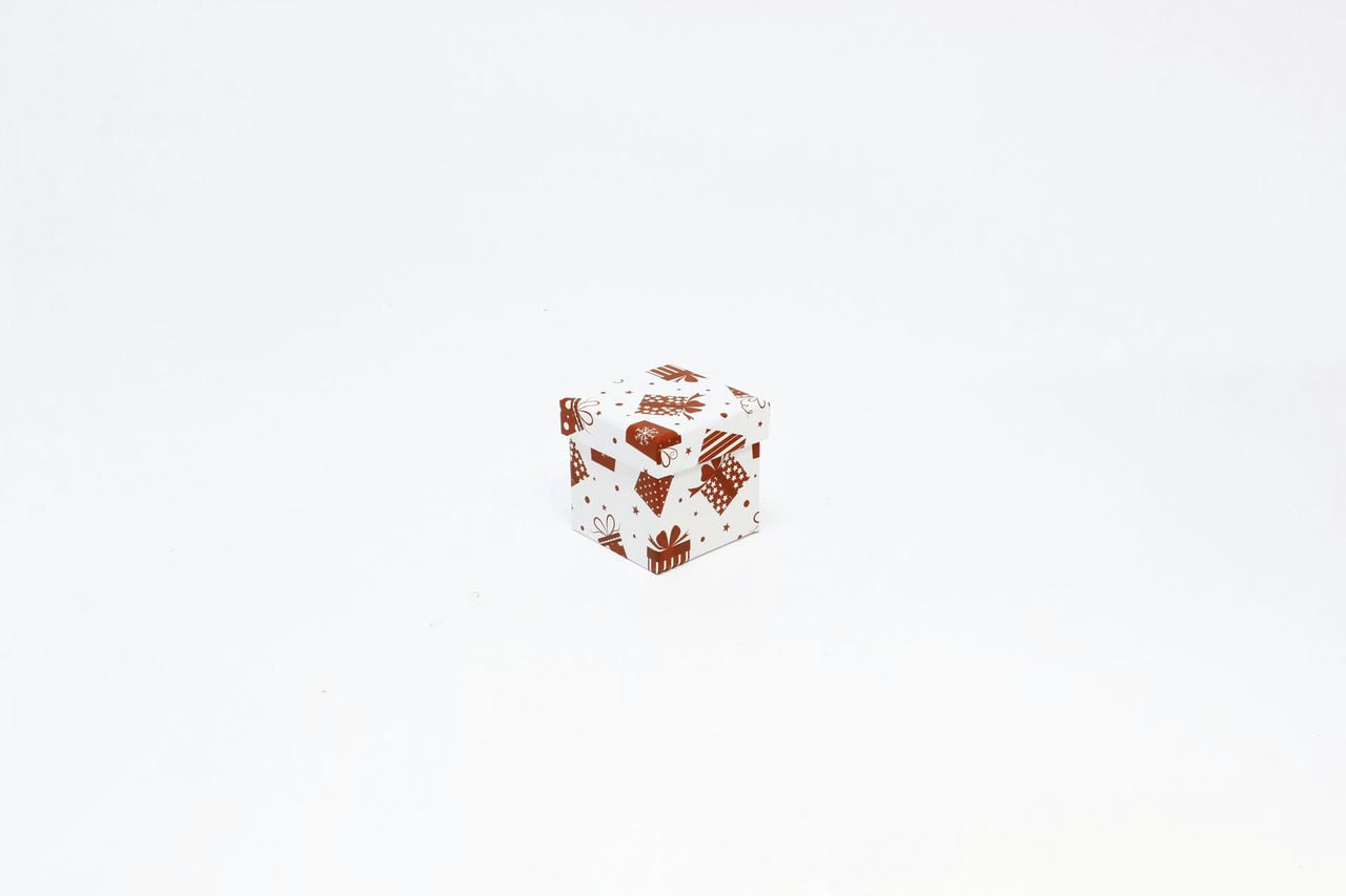 Коробка НГ Куб "Подарки" Белый 8,5*8,5см (Арт) 730601/1689-10